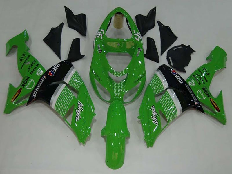 Fairings For Kawasaki ZX 10R Green Black No.56 Nakano  (2006-2007)