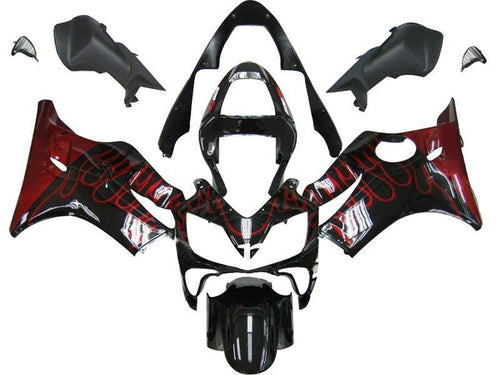 Fairings For Honda CBR 600 F4i Black & Red Flame  (2001-2003)