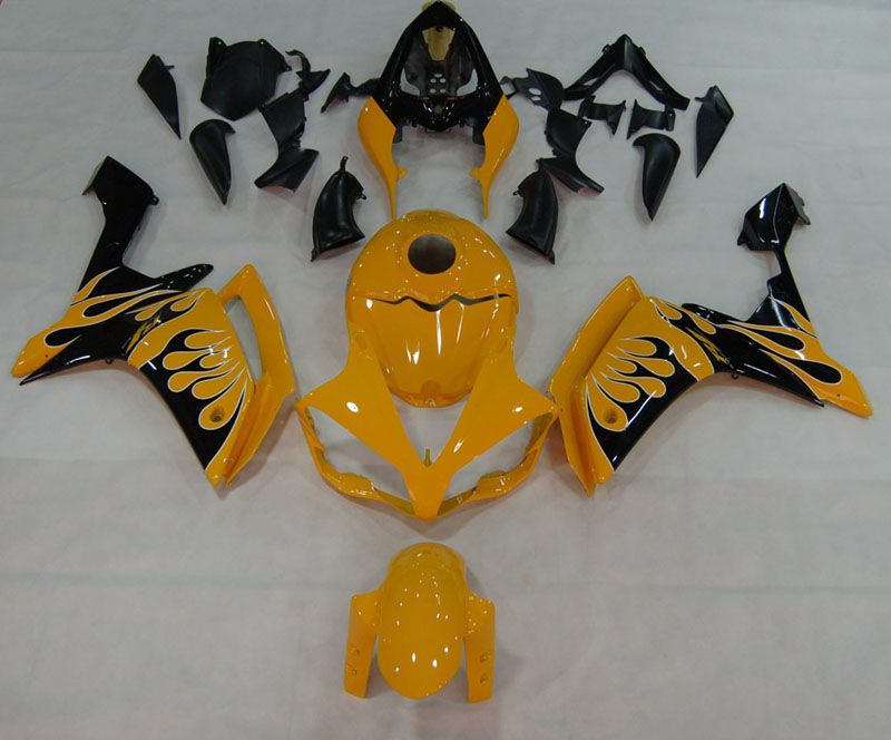 Fairings For Yamaha YZF-R1 Yellow & Black Flame R1  (2007-2008)