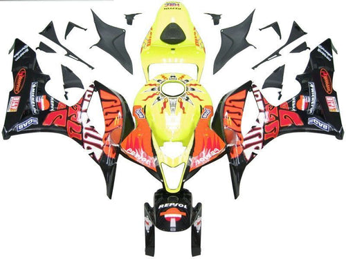 Fairings For Honda CBR 600 RR Yellow Black Valentino Rossi  (2007-2008)