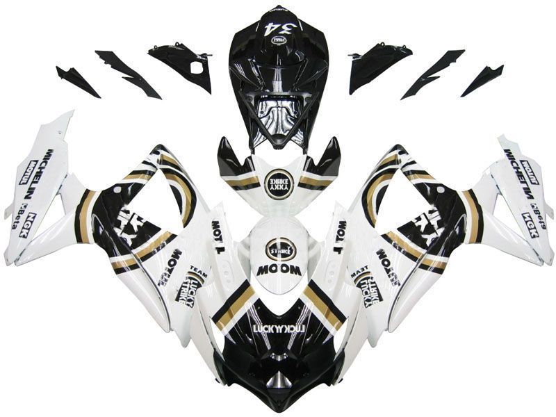 Fairings For Suzuki GSXR 600 750 White Black  (2008-2009-2010)