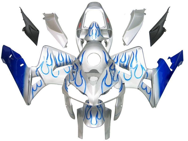 Fairings For Honda CBR 600 RR Silver & Blue Flame  (2005-2006)