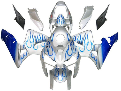 Fairings For Honda CBR 600 RR Silver & Blue Flame  (2005-2006)