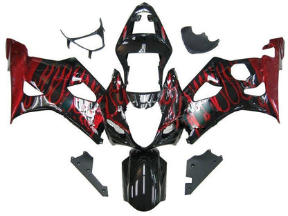 Fairings For Suzuki GSXR 1000 Black & Red Flame  (2003-2004)