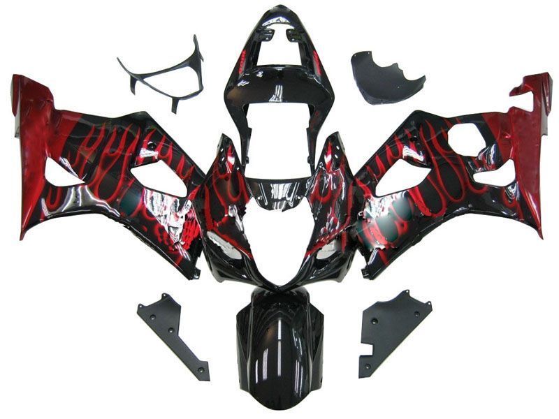 Fairings For Suzuki GSXR 1000 Black & Red Flame  (2003-2004)