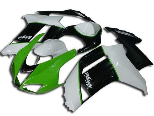 Fairings For Kawasaki ZX-6R, 2007-2008 - Green, Black & White