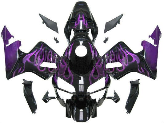 Fairings For Honda CBR 600 RR Black & Purple Flame  (2003-2004)