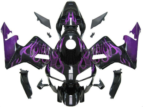 Fairings For Honda CBR 600 RR Black & Purple Flame  (2003-2004)