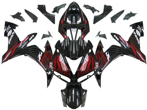 Fairings For Yamaha YZF-R1 Black & Red Flame R1  (2004-2006)